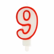 Number 9 Candle Red